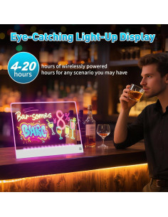 Tablero de Notas LED Yecuip 35x26 cm Recargable 7 Colores 2