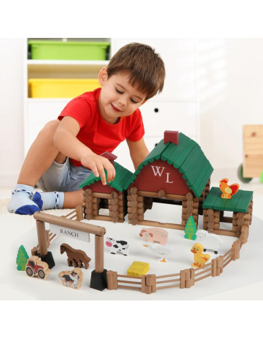 Conjunto de Troncos de Madera Wondertoys 164 Piezas Educativo
