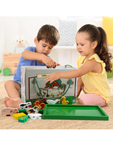 Conjunto de Troncos de Madera Wondertoys 164 Piezas Educativo