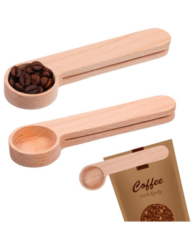 12 Cucharones de Madera con Clip para Bolsas Tobeelec