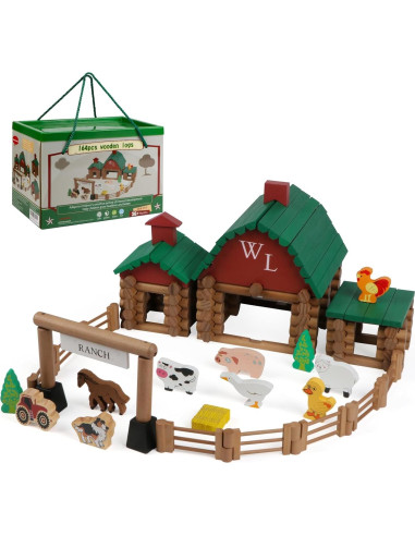 Conjunto de Troncos de Madera Wondertoys 164 Piezas Educativo