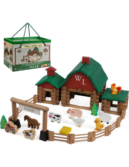 Conjunto de Troncos de Madera Wondertoys 164 Piezas Educativo