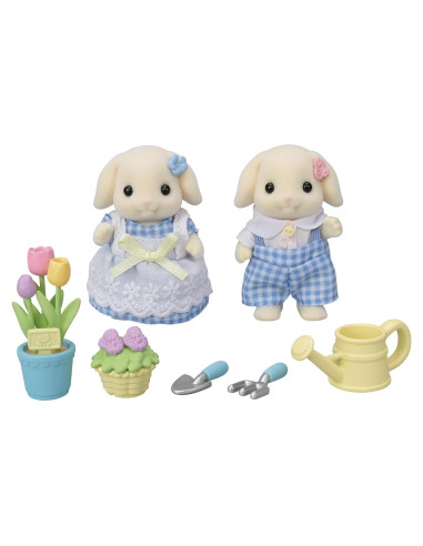 Set de Jardinería Sylvanian Hermano y Hermana Conejo Flora