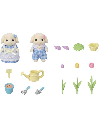 Set de Jardinería Sylvanian Hermano y Hermana Conejo Flora