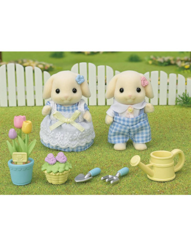 Set de Jardinería Sylvanian Hermano y Hermana Conejo Flora