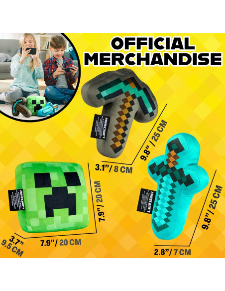 Set de Regalo Minecraft: Bolsa Cruzada Creeper + 3 Peluches + Estuche