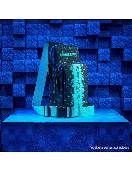 Set de Regalo Minecraft: Bolsa Cruzada Creeper + 3 Peluches + Estuche