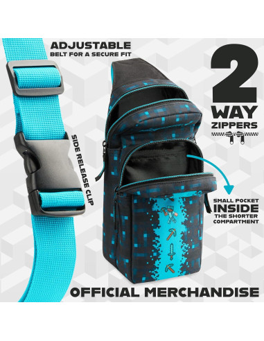 Set de Regalo Minecraft: Bolsa Cruzada Creeper + 3 Peluches + Estuche