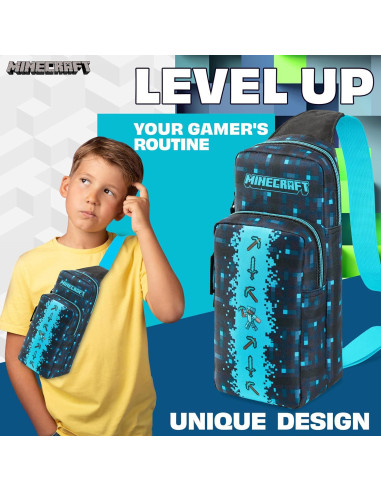 Set de Regalo Minecraft: Bolsa Cruzada Creeper + 3 Peluches + Estuche