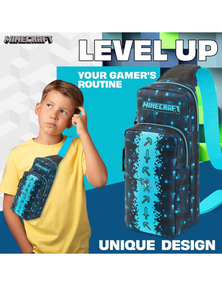 Set de Regalo Minecraft: Bolsa Cruzada Creeper + 3 Peluches + Estuche