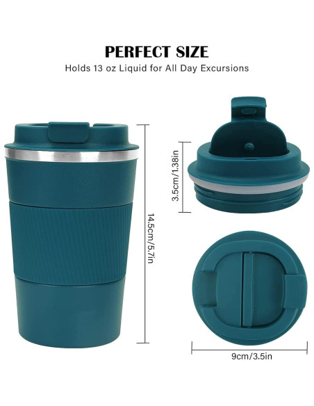 Taza de Viaje Aislada RNGODO 12oz Acero Inoxidable Antiderrame