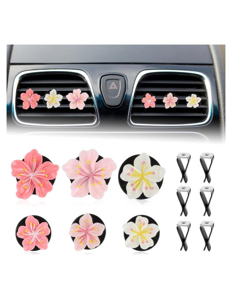6 Clips de Ventilación de Flores LIQWEI para Coche - Decoración Interior