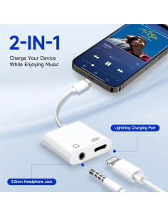 Adaptador de Carga y Audio 2 en 1 Seulliya para iPhone 2