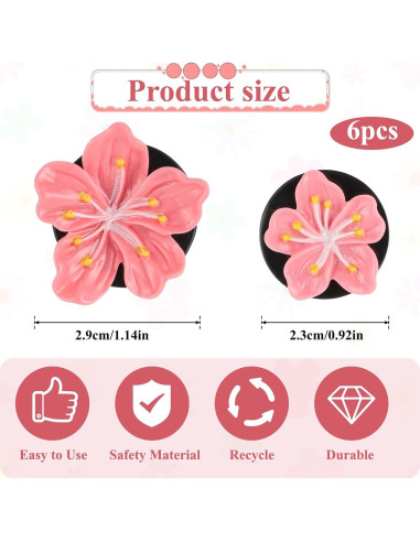 6 Clips de Ventilación de Flores LIQWEI para Coche - Decoración Interior