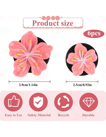 6 Clips de Ventilación de Flores LIQWEI para Coche - Decoración Interior