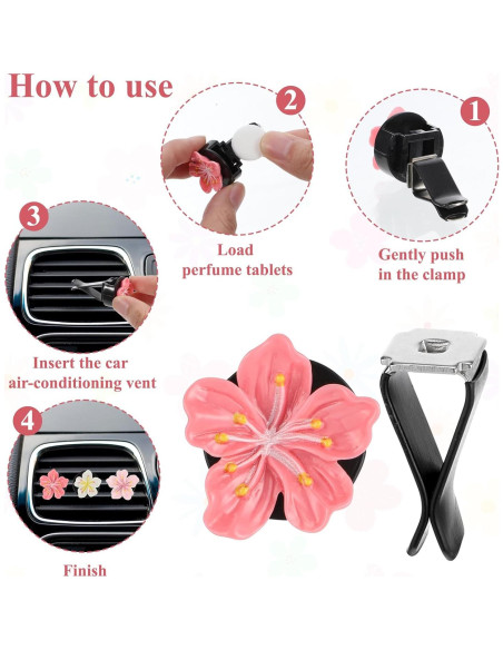 6 Clips de Ventilación de Flores LIQWEI para Coche - Decoración Interior