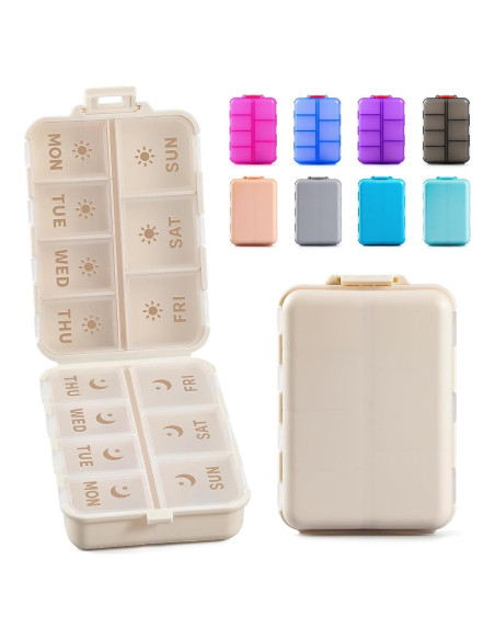 Organizador de Pastillas Plegable LANDNEOO Caqui 7 Días AM PM