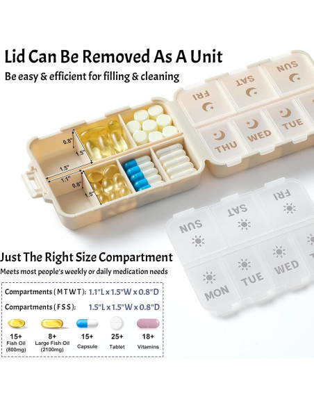 Organizador de Pastillas Plegable LANDNEOO Caqui 7 Días AM PM