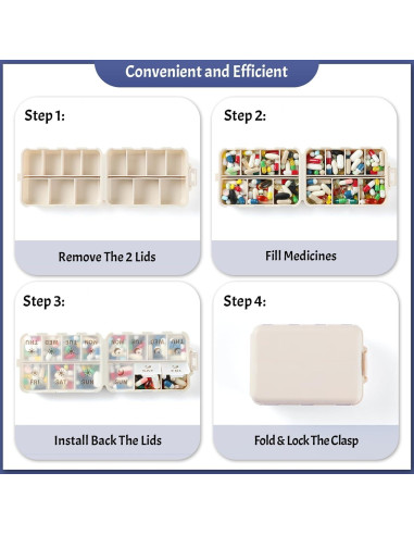 Organizador de Pastillas Plegable LANDNEOO Caqui 7 Días AM PM