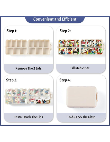 Organizador de Pastillas Plegable LANDNEOO Caqui 7 Días AM PM