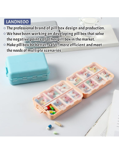 Organizador de Pastillas Plegable LANDNEOO Caqui 7 Días AM PM