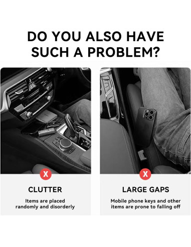 Relleno de Espacio entre Asientos de Coche Tioollev 2PCS Negro
