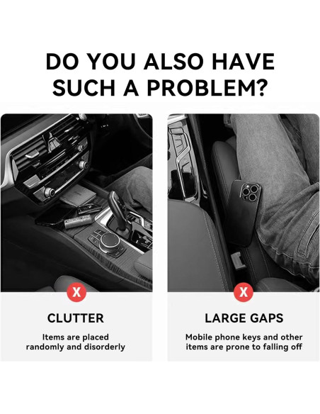 Relleno de Espacio entre Asientos de Coche Tioollev 2PCS Negro