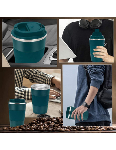 Taza de Viaje Aislada RNGODO 12oz Acero Inoxidable Antiderrame