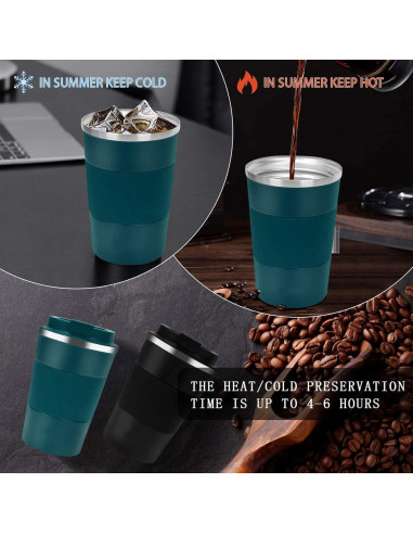 Taza de Viaje Aislada RNGODO 12oz Acero Inoxidable Antiderrame