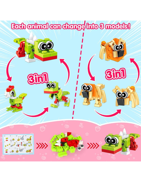 20 Mini Bloques de Construcción de Animales Basytodio - Juguetes Educativos