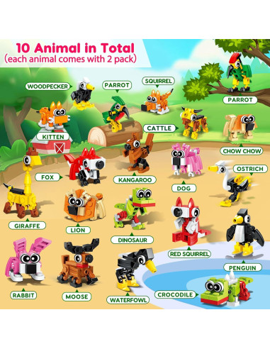 20 Mini Bloques de Construcción de Animales Basytodio - Juguetes Educativos