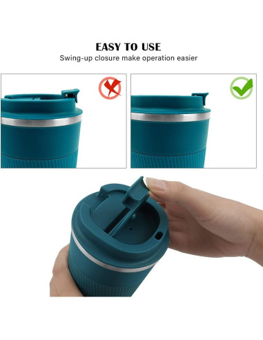 Taza de Viaje Aislada RNGODO 12oz Acero Inoxidable Antiderrame