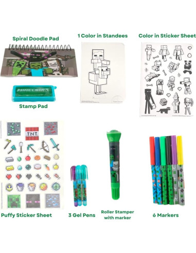 Juego de Actividades Minecraft - Estuche de Viaje con Stickers