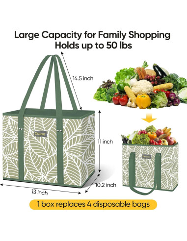 Bolsas de Compras Reutilizables BALEINE 4 Pk Follaje Antiguo