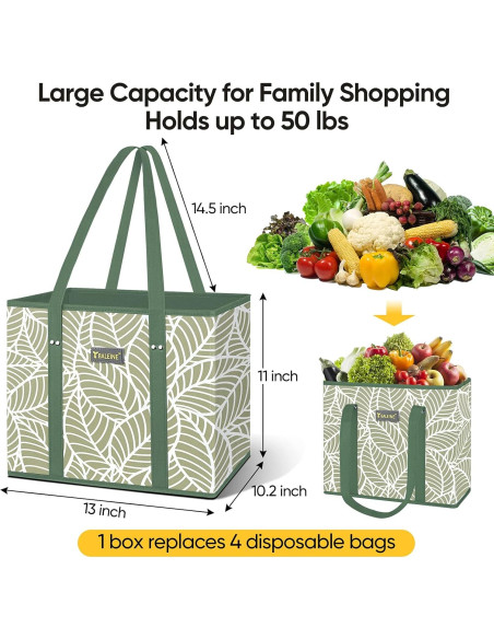 Bolsas de Compras Reutilizables BALEINE 4 Pk Follaje Antiguo