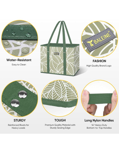 Bolsas de Compras Reutilizables BALEINE 4 Pk Follaje Antiguo