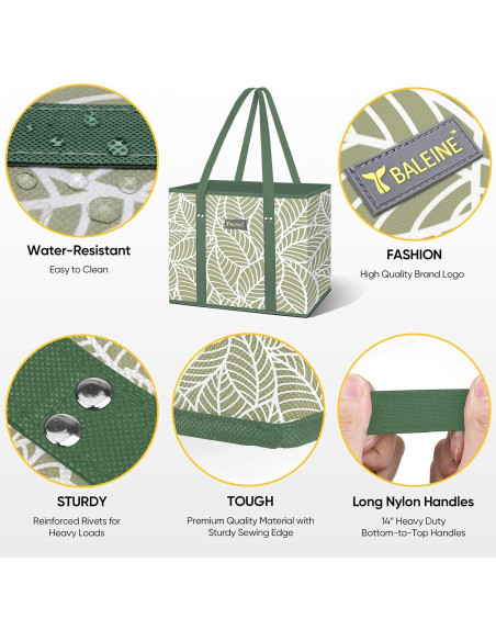 Bolsas de Compras Reutilizables BALEINE 4 Pk Follaje Antiguo