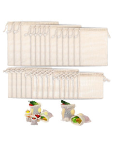 28 Bolsas Reutilizables de Algodón Dimeho para Verduras