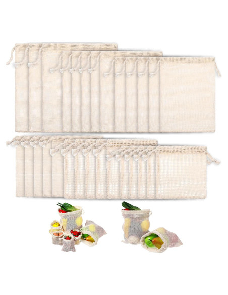 28 Bolsas Reutilizables de Algodón Dimeho para Verduras
