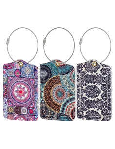 Etiquetas de Equipaje Fishent, Paquete de 3, Cuero Sintético