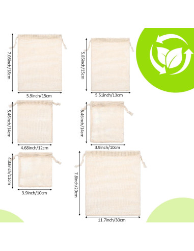 28 Bolsas Reutilizables de Algodón Dimeho para Verduras