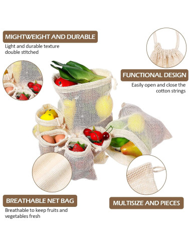 28 Bolsas Reutilizables de Algodón Dimeho para Verduras