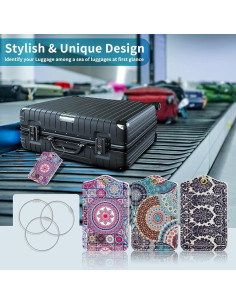 Etiquetas de Equipaje Fishent, Paquete de 3, Cuero Sintético 2