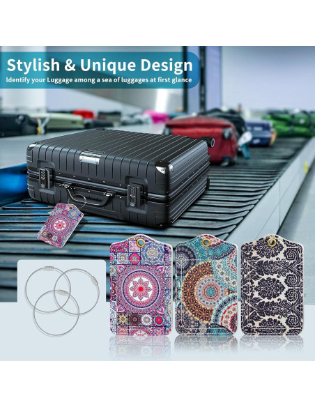 Etiquetas de Equipaje Fishent, Paquete de 3, Cuero Sintético