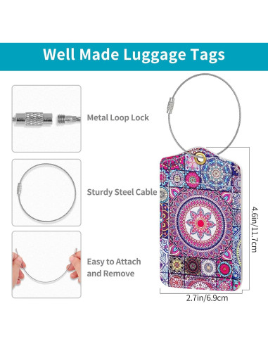 Etiquetas de Equipaje Fishent, Paquete de 3, Cuero Sintético