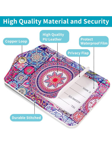 Etiquetas de Equipaje Fishent, Paquete de 3, Cuero Sintético