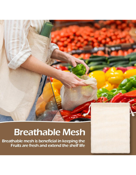 28 Bolsas Reutilizables de Algodón Dimeho para Verduras