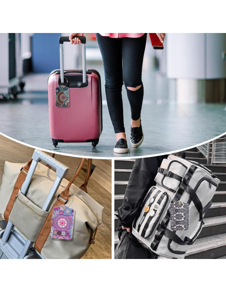 Etiquetas de Equipaje Fishent, Paquete de 3, Cuero Sintético