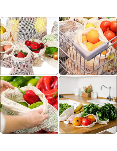 28 Bolsas Reutilizables de Algodón Dimeho para Verduras