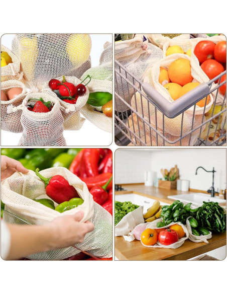 28 Bolsas Reutilizables de Algodón Dimeho para Verduras